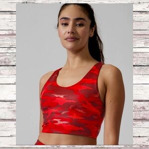 ATHLETA ultimate printed Red metallic camo sports bra NWT